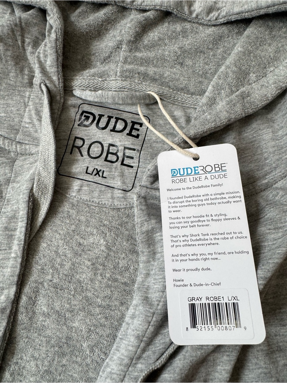 NWT Dude Robe Gray Robe Size Large/Extra Large - Picture 5 of 9